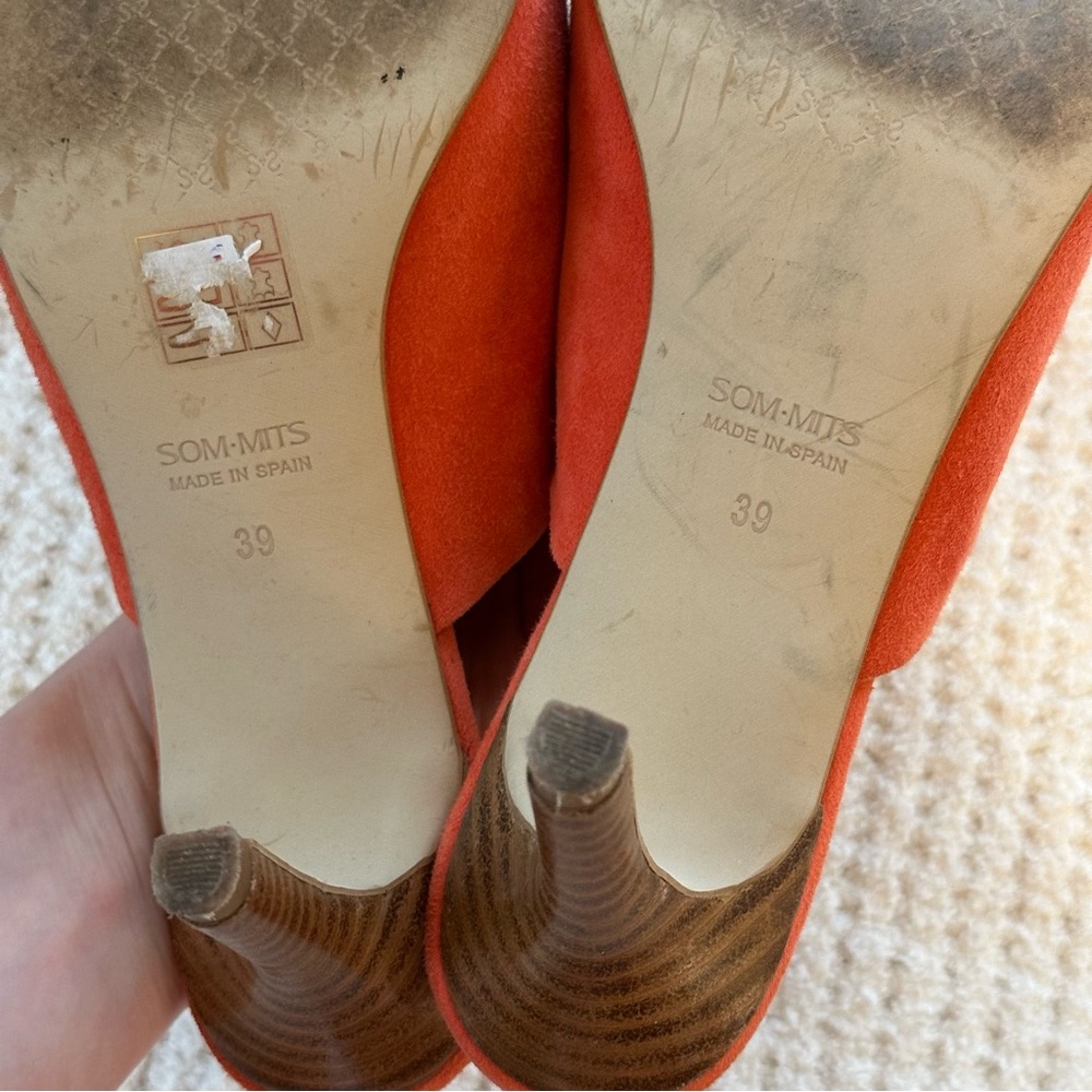 Sommits coral spanish suede heels sz 39 - Picture 4 of 8